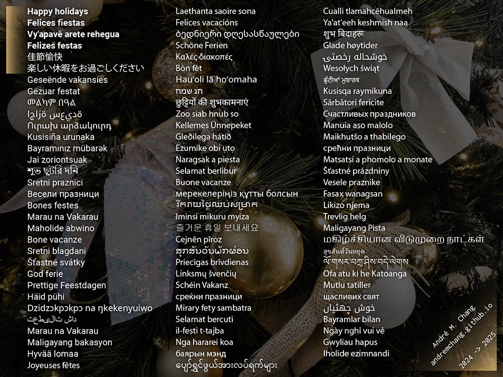 Happy holidays in different languages