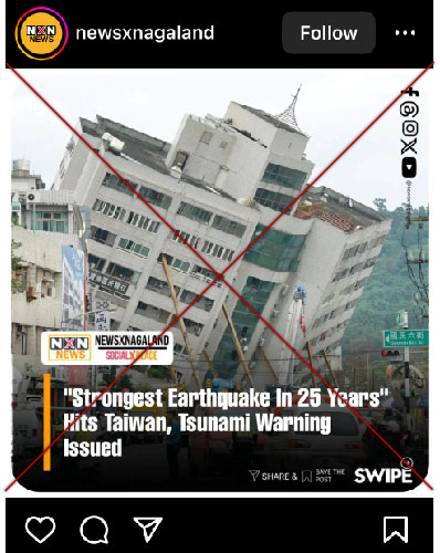 Image of leaning building falsely linked to April 2, 2024 Taiwan earthquake